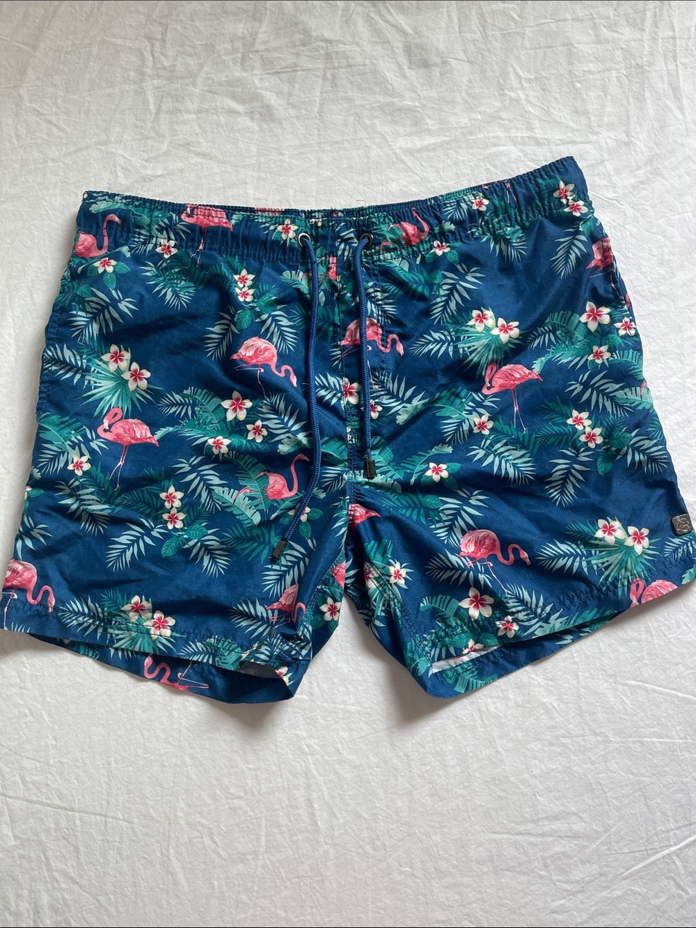Men's Navy Flamingo Print Swim Shorts